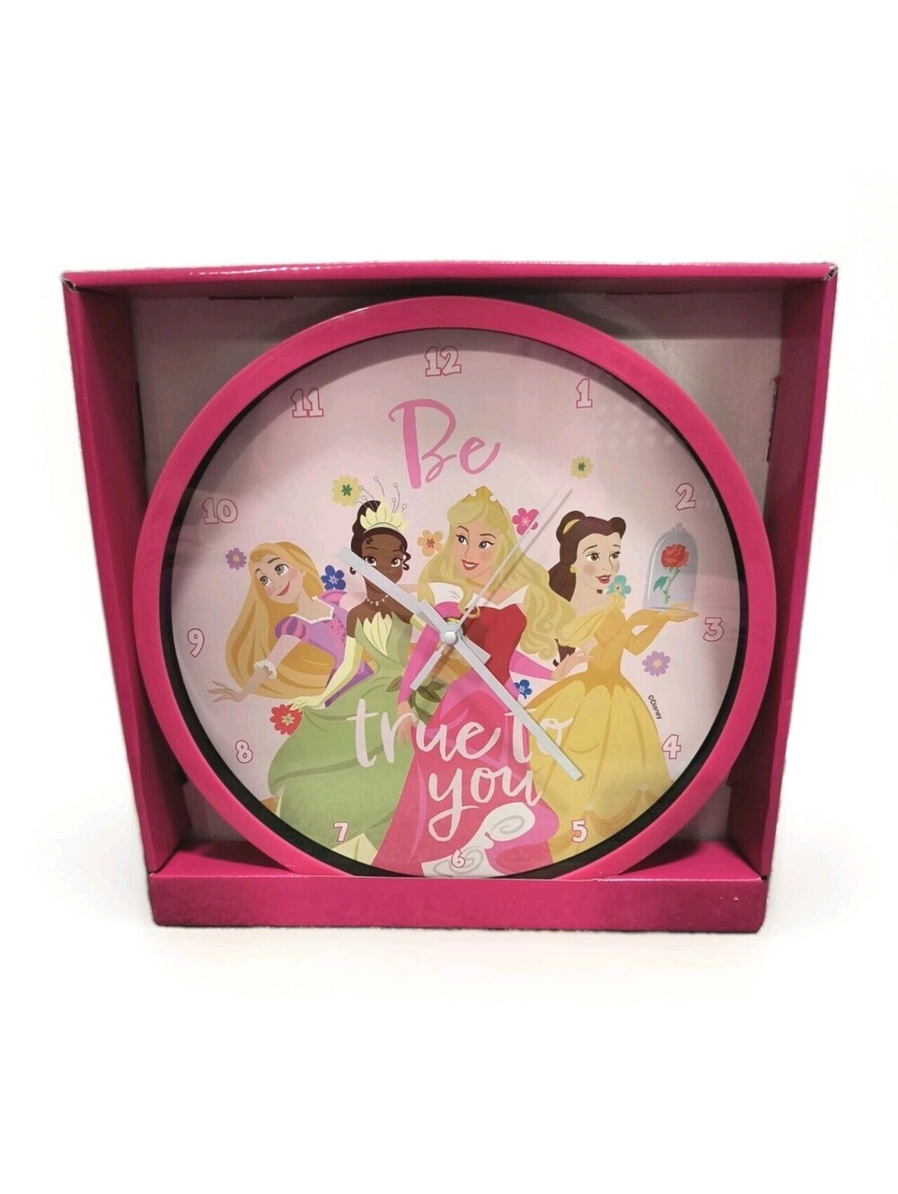 Nib Disney Princess Rapunzel Aurora Belle Tiana 11.75" Analog Wall Clock